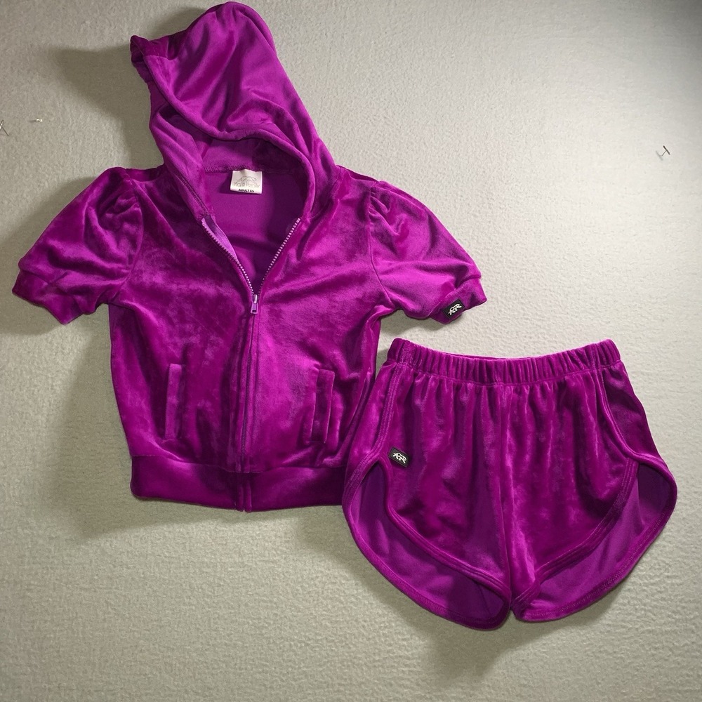 Tiger Friday Luxe Short Sleeve Hoodie Set Purple, : ADULT XS TOP YOUTH XL SHORTS